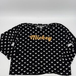 Disney top pajama fleece Black Mickey Mouse Long Sleeve Shirt
